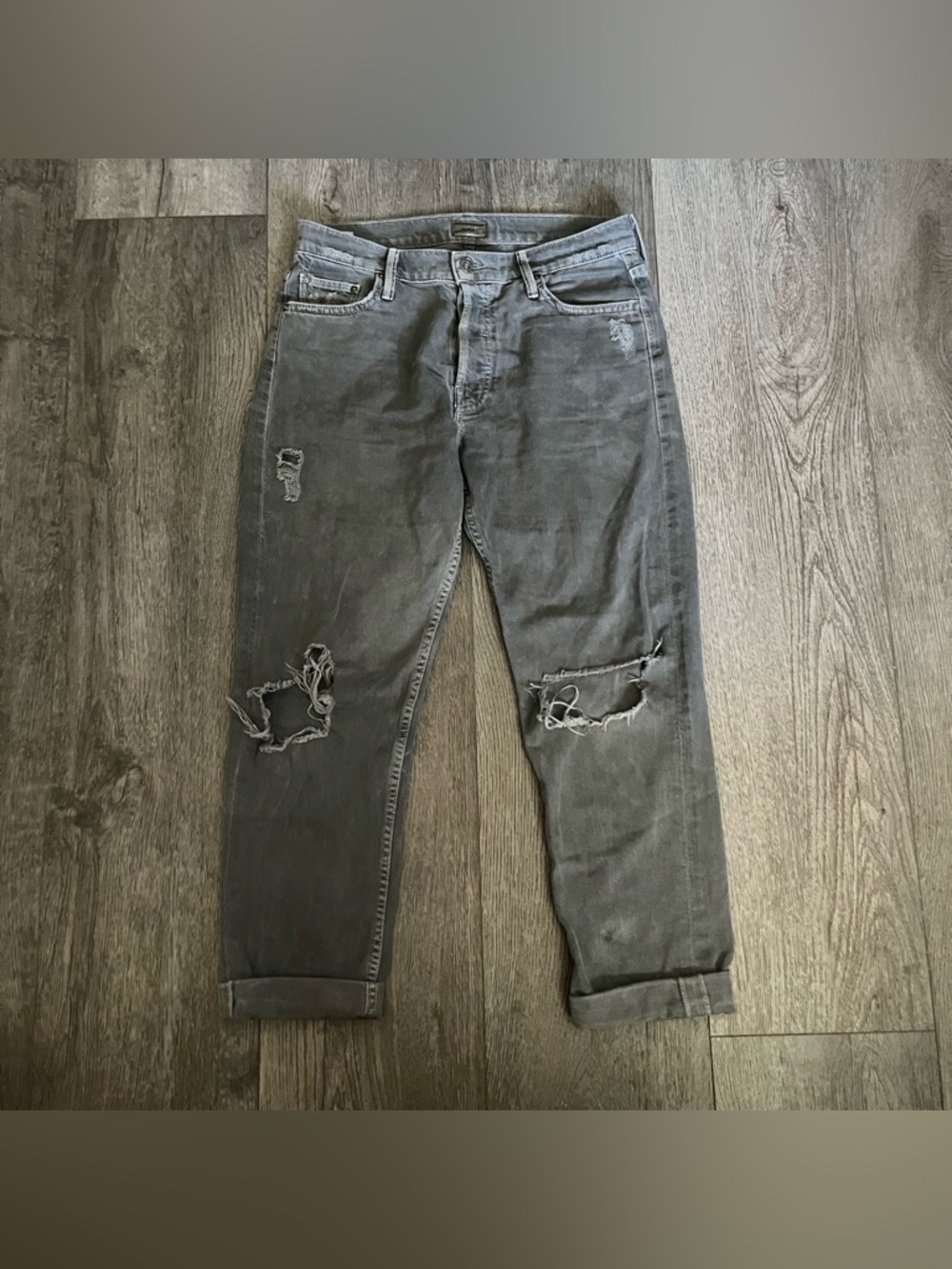 MOTHER Denim The Cheeky High Rise Distressed  Straight Leg Jeans Size 27